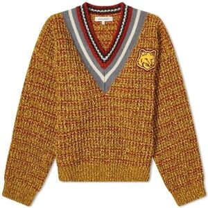 Maison Kitsuné Women's Fox Head Crafty Comfort Jumper in Mustard Melange